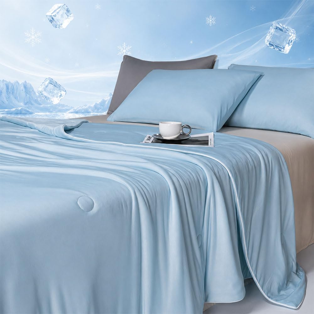 Edredón de verano Q-MAX 0,3 colcha premium transpirable azul para cama de