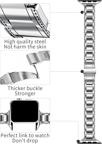 Miniatura 3 de Correa de reloj Apple Watch de 1.614 in, 1.575 in, 1.496 in, 1.772 in, 1.732 in, 1.654 in, Series 9, 8, 7, 6, 5, 4, 3, 2, 1, SE SE2, correa de acero