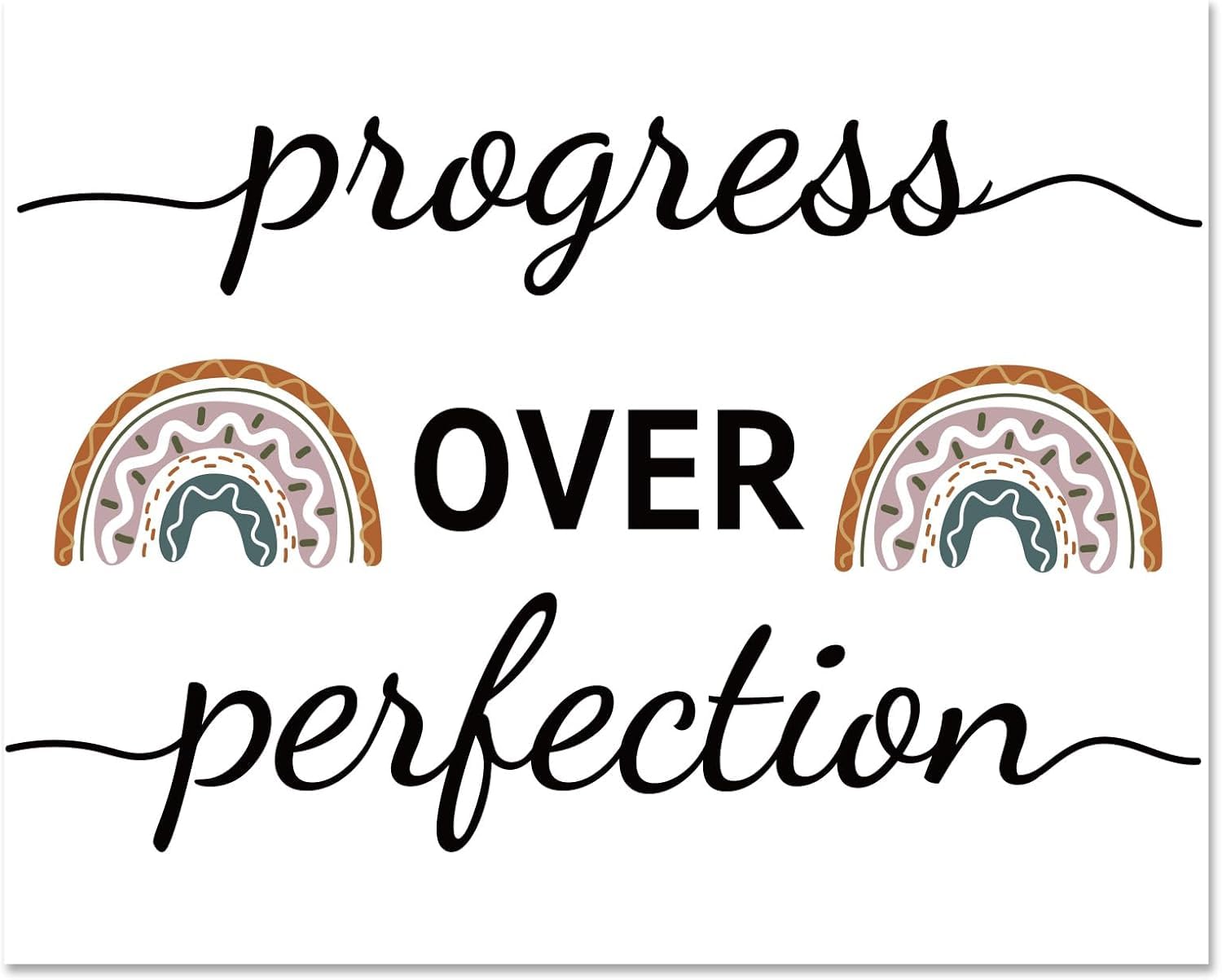 Kwqdozf As Pic Inspirational Rainbow Wall Art Print, Positive Paper Picture With Progress