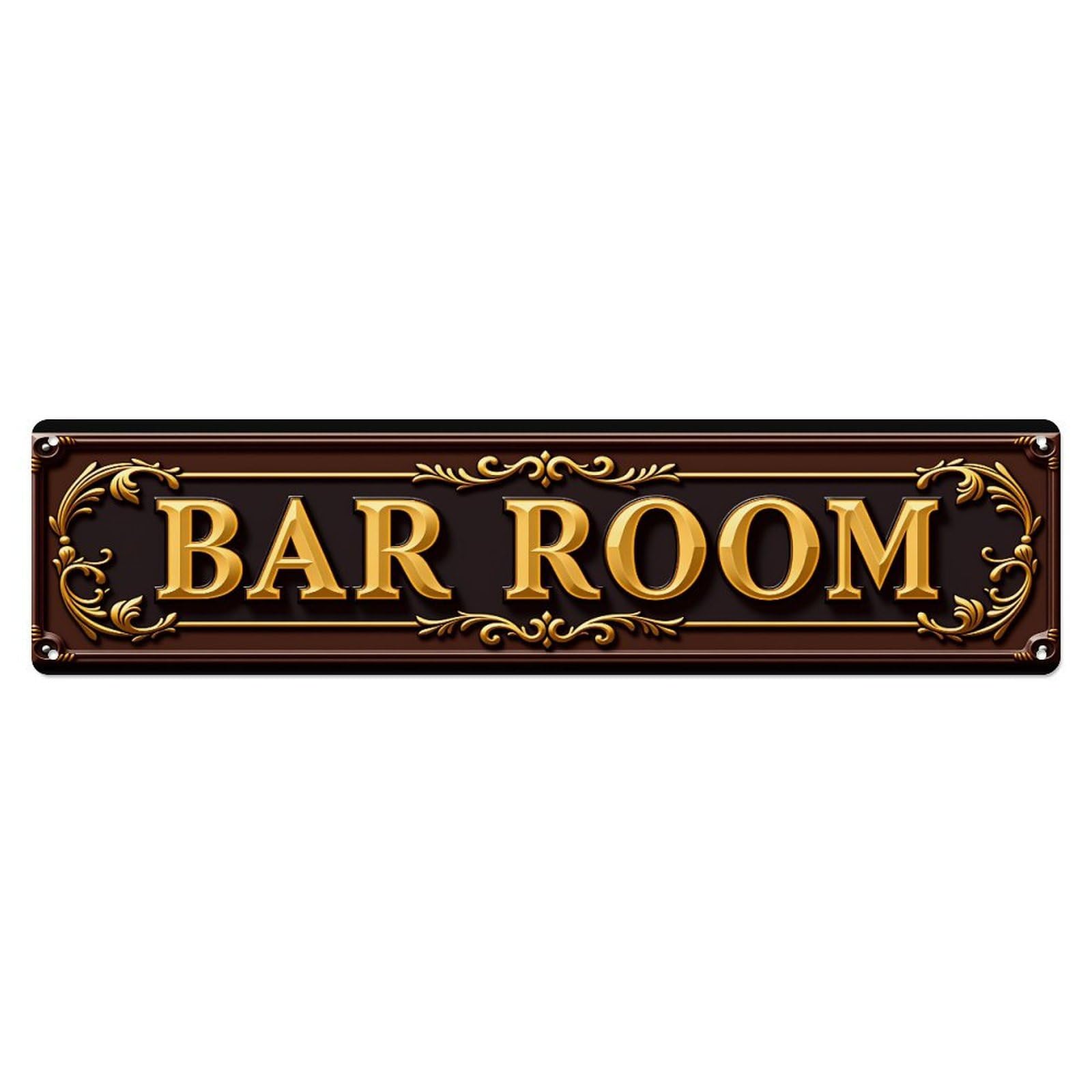 Bar Room Sign Ornate Gold Tin Sign Vintage Metal Poster Retro Bar, Home, Man Cave, Kitchen, Laundry Room Wall Art Decor Gift 4x16 Inch