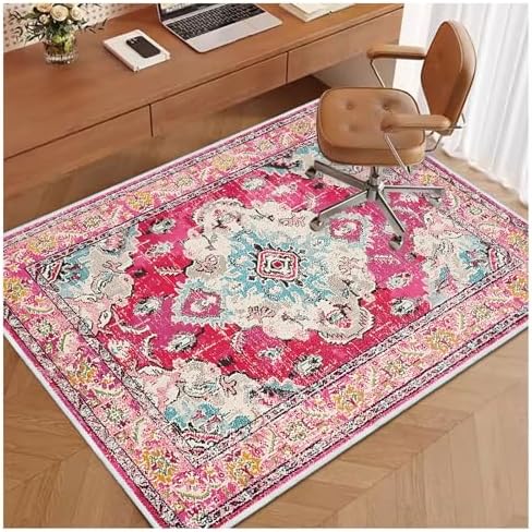 3×4ft/36×48in Chair Mat for Hardwood Floor, Office Desk Anti-Slip Chair Mats for Hard Floors, Computer Gaming Chair Mat, Under Desk Rug Protector for Rolling Chair(Pink)