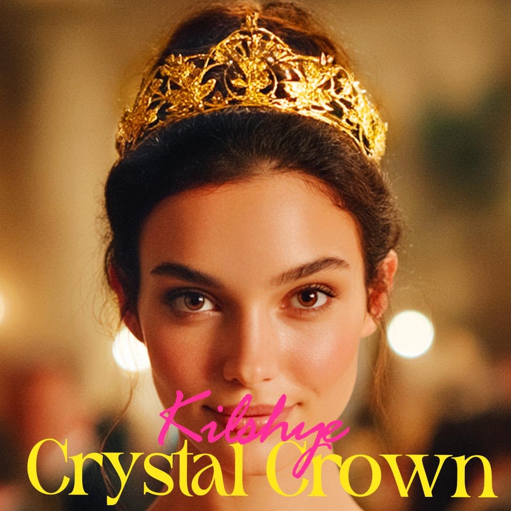 Kilshye Light Up Rhinestone Crown Gold Wedding Tiara Prom Costume Hair Accessories for Women - Image 3