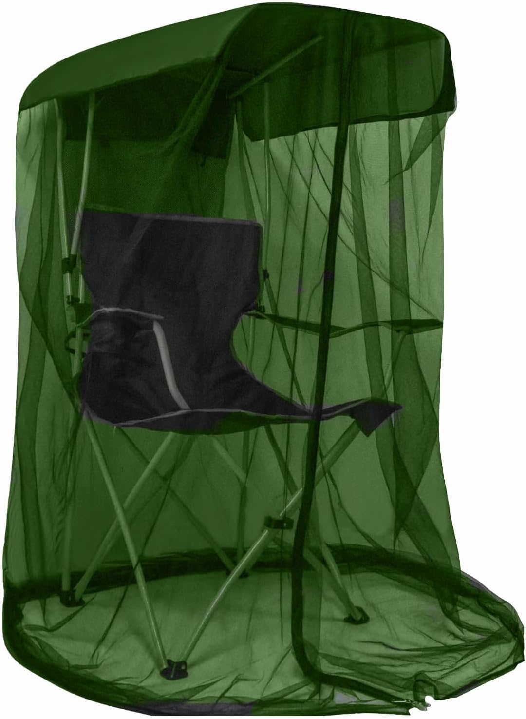 Mosquito Net Cover for Canopy Chair, Bug Barrier Mosquitos Mesh Tent Chair Mosquito Netting with Zipper Opening Waterproof Roof for Fishing Camping Chair Outdoor, Chair Not Included,Green