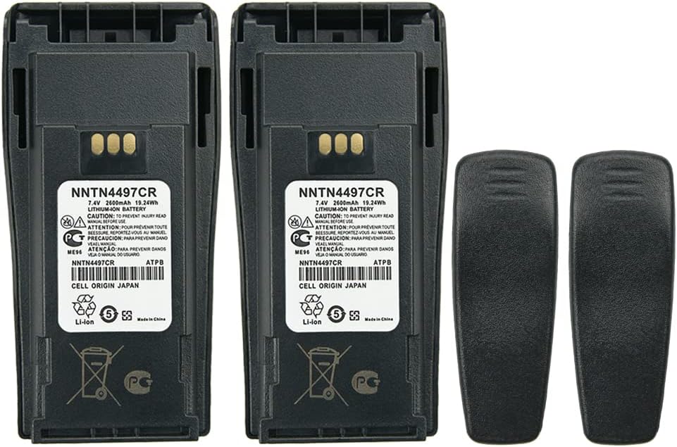 2600mAh NNTN4497CR NNTN4497 Li-ion Battery High-Capacity for CP040 CP150 CP200 CP200D CP200XLS EP450 DEP450 PR400 GP3188 GP3688 Two Way Radio Replacement Battery - 2 Pack