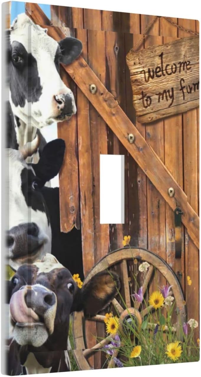 Farm Cow Farmhouse Barn Door Light Switch Cover Single Toggle Wall