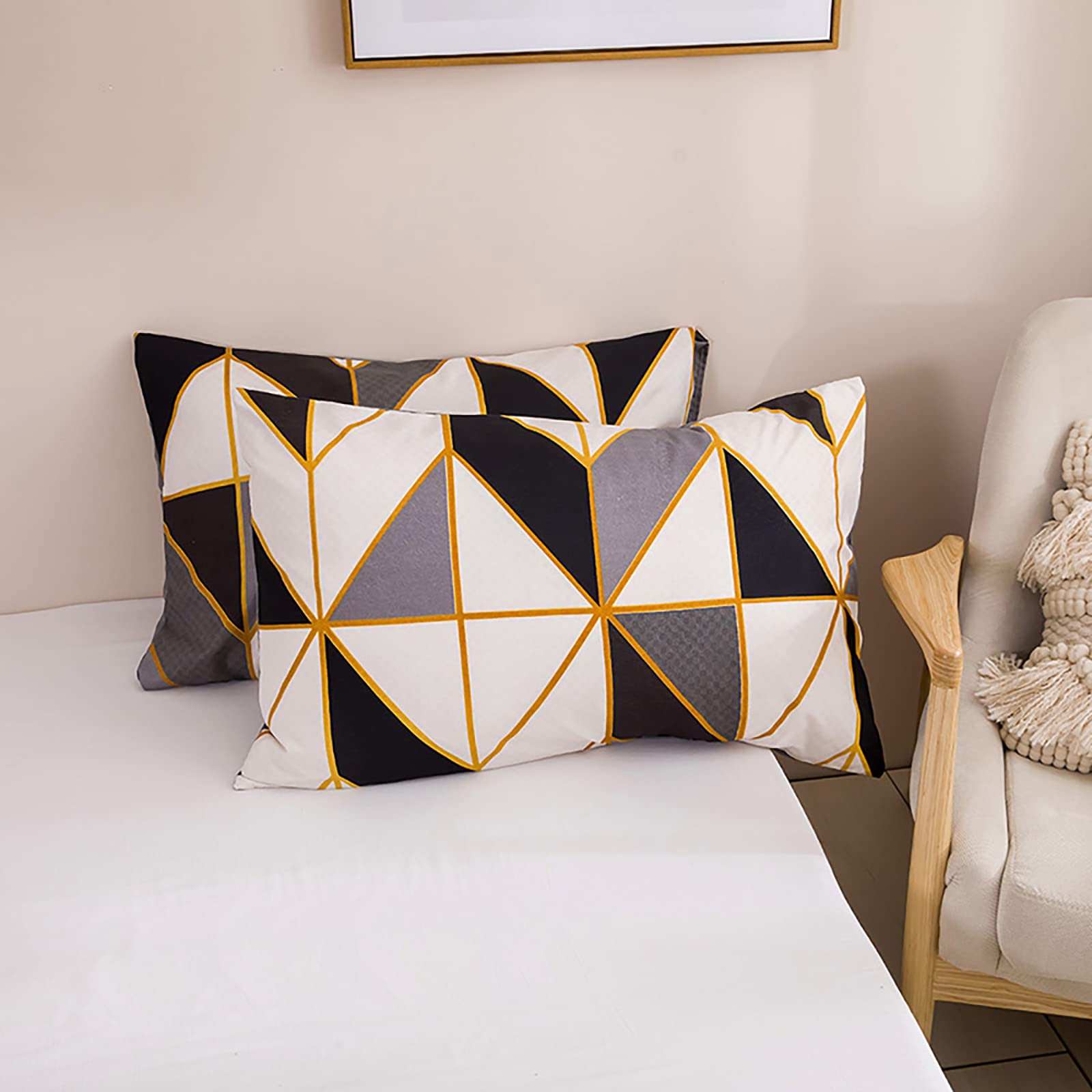 Geométrica Diseño Funda Nordica Funda para Edredón 220 x 240 cm con 2 Fundas de Almohada 50x75cm Juego Ropa para Cama 135/150 Cuadros Rayas Conjunto Fundas Nórdica Microfibra Gris Negra
