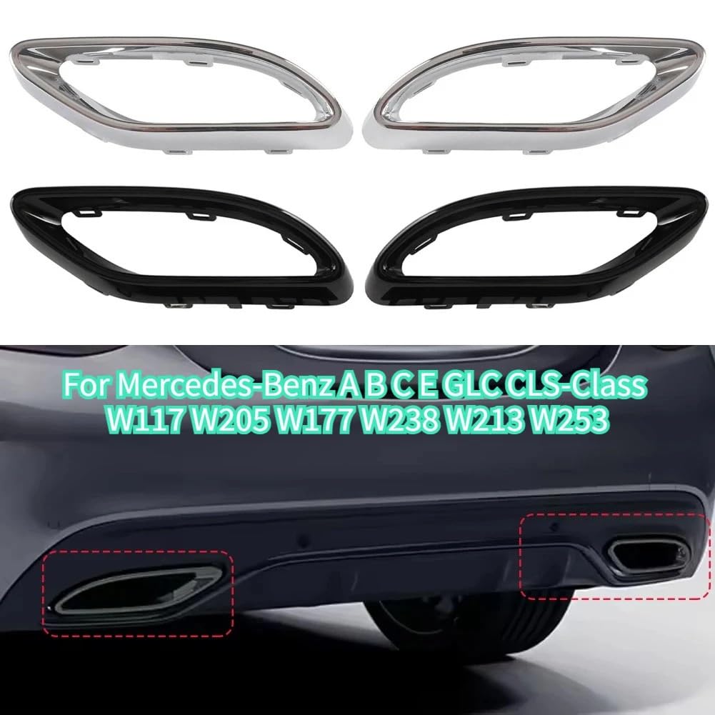 Abbattitore di Rumore Scarico Adatto per ABCE GLC CLS‑Class Sostituzione dei rivestimenti della copertura punta dello scarico nero lucido Marmitta(Silver Right)