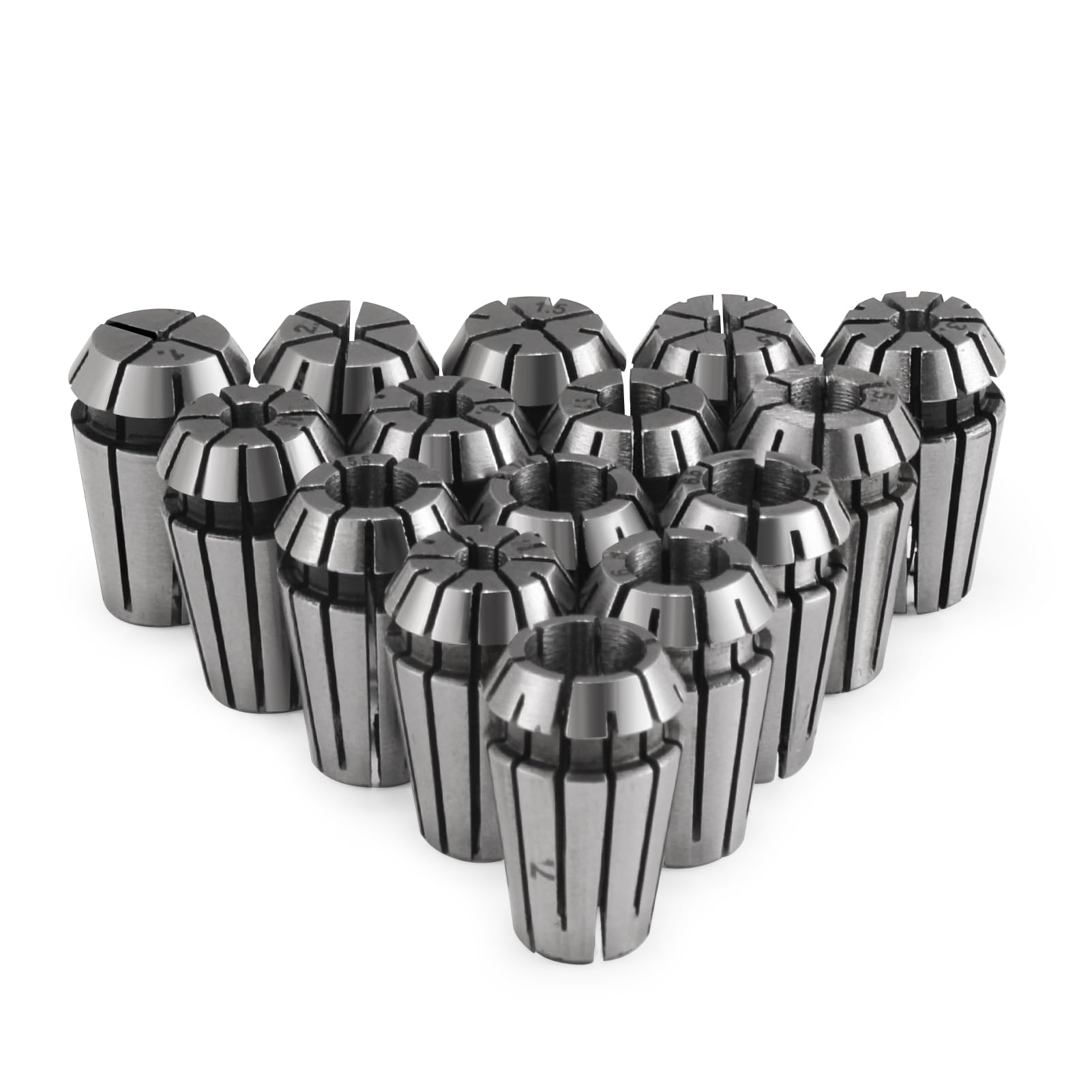 HOZLY 15PCS ER11 Collet Set Precision Tool for CNC Engraving Milling Lathe Chuck Tool,Collets including 1mm-7mm,1/4",1/8" (ER11)