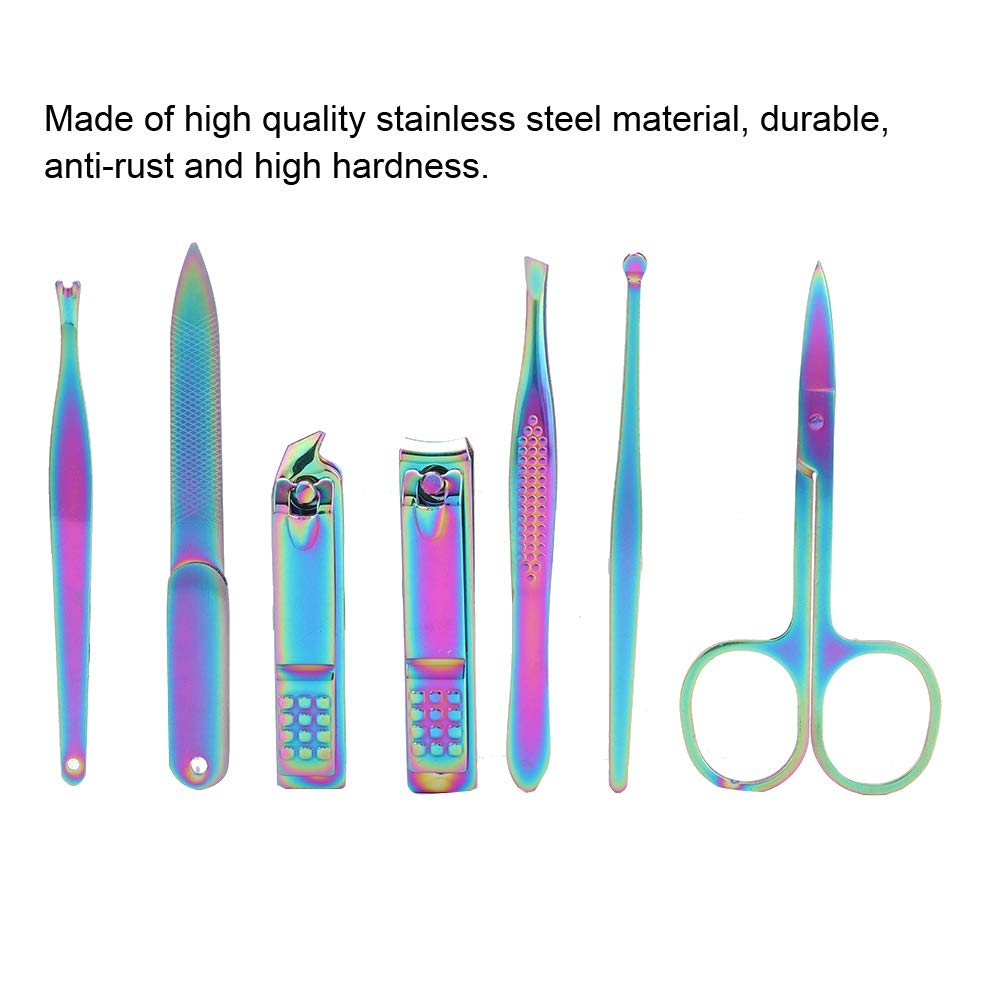 Kit per Chiodi per Dito, Kit di Cuticole 7pcs in Acciaio Inossidabile Clipper Set Trimmer Set Kit Manicure Manicure Pedicure Tool