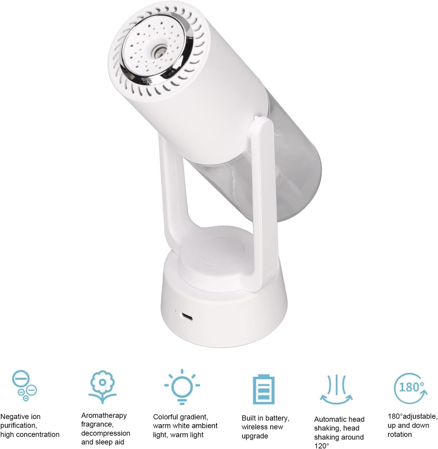 Domésticos Humidificador, Mini humidificador de tamaño Compacto, Tanque de Agua de 230 ml, pulverizador de 2 Niveles for Sala de Estar, Oficina, vehículo