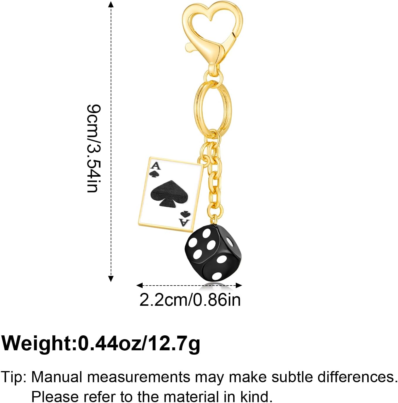 YUJIE Funky Poker Keychain Stylish 14k Gold Plated Hearts Spades A Ace Playing Cards Casino Accessory for Keys Bags - Image 5