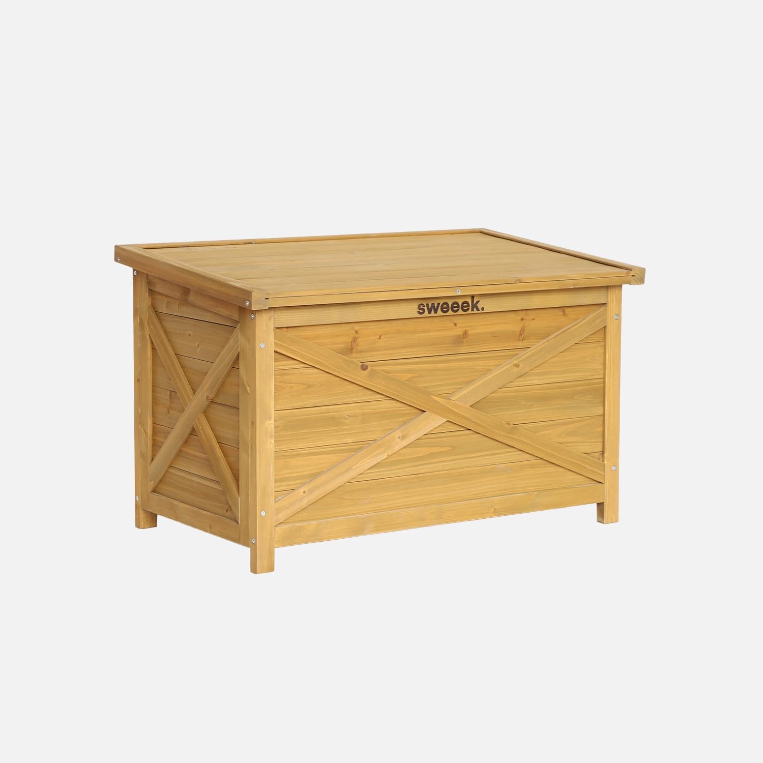 sweeek Cassapanca in Legno di Abete 80cm Marrone Naturale - 80x48x50 cm
