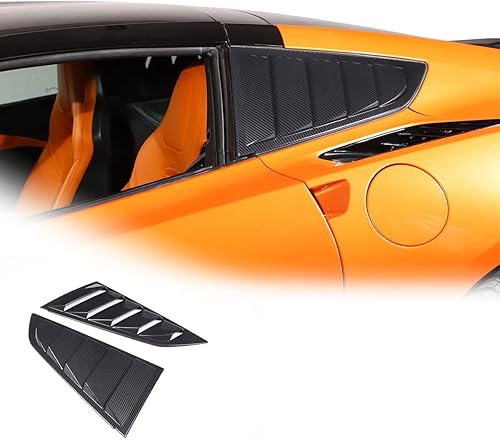 Miniatura 8 de Persianas triangulares para ventana lateral trasera de automóvil compatibles con Chevrolet Corvette C7 2014-2019 (negro brillante)