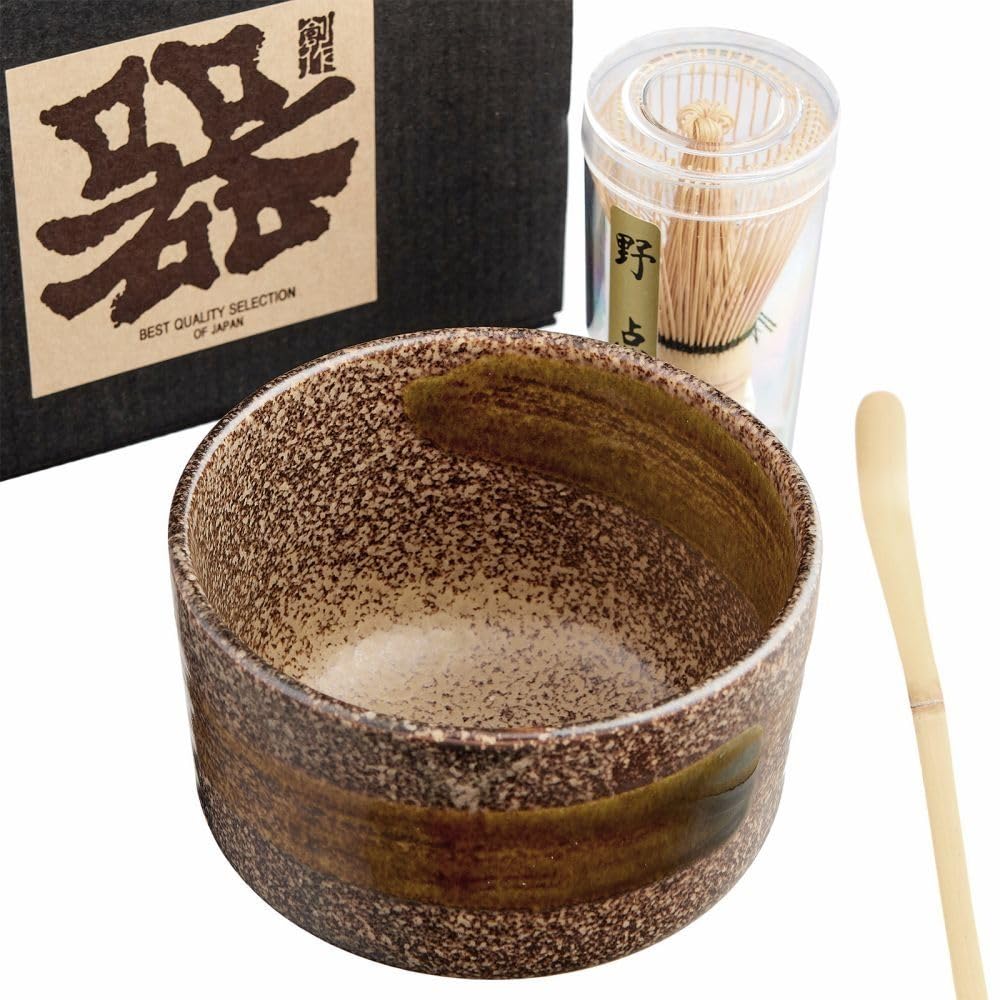 Matchaschale Set URUSHI aus Japan in Geschenkbox Matcha Schale Ø 11 cm, H 8 cm inkl. Bambus Besen und Bambus Löffel