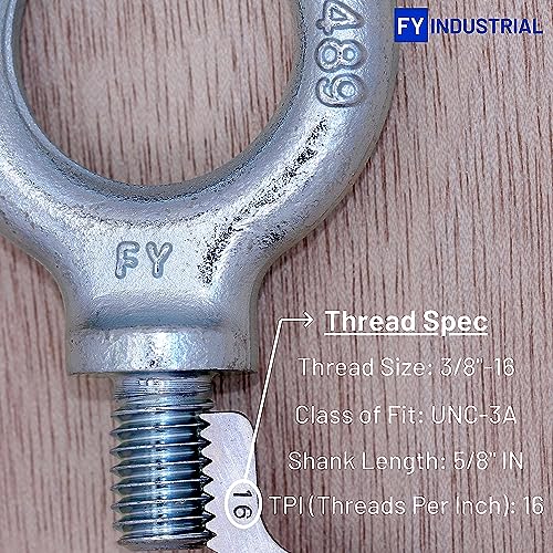 Image of 2 Pcs Lifting Shoulder Eye Bolts 3 /8 inch-16 X 5 /8 inch | Blue-Bright Zinc Plated
