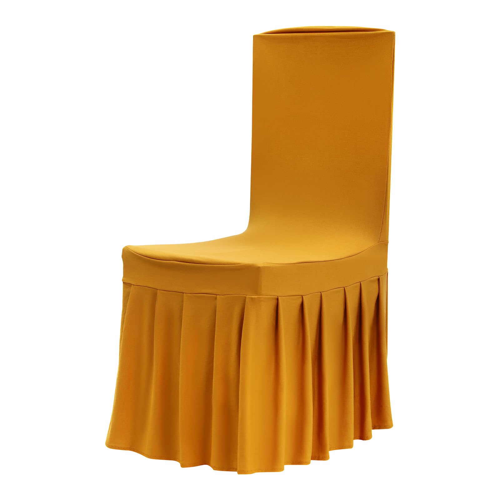 Housse élégante et extensible pour chaise de salle à manger avec jupe dorée