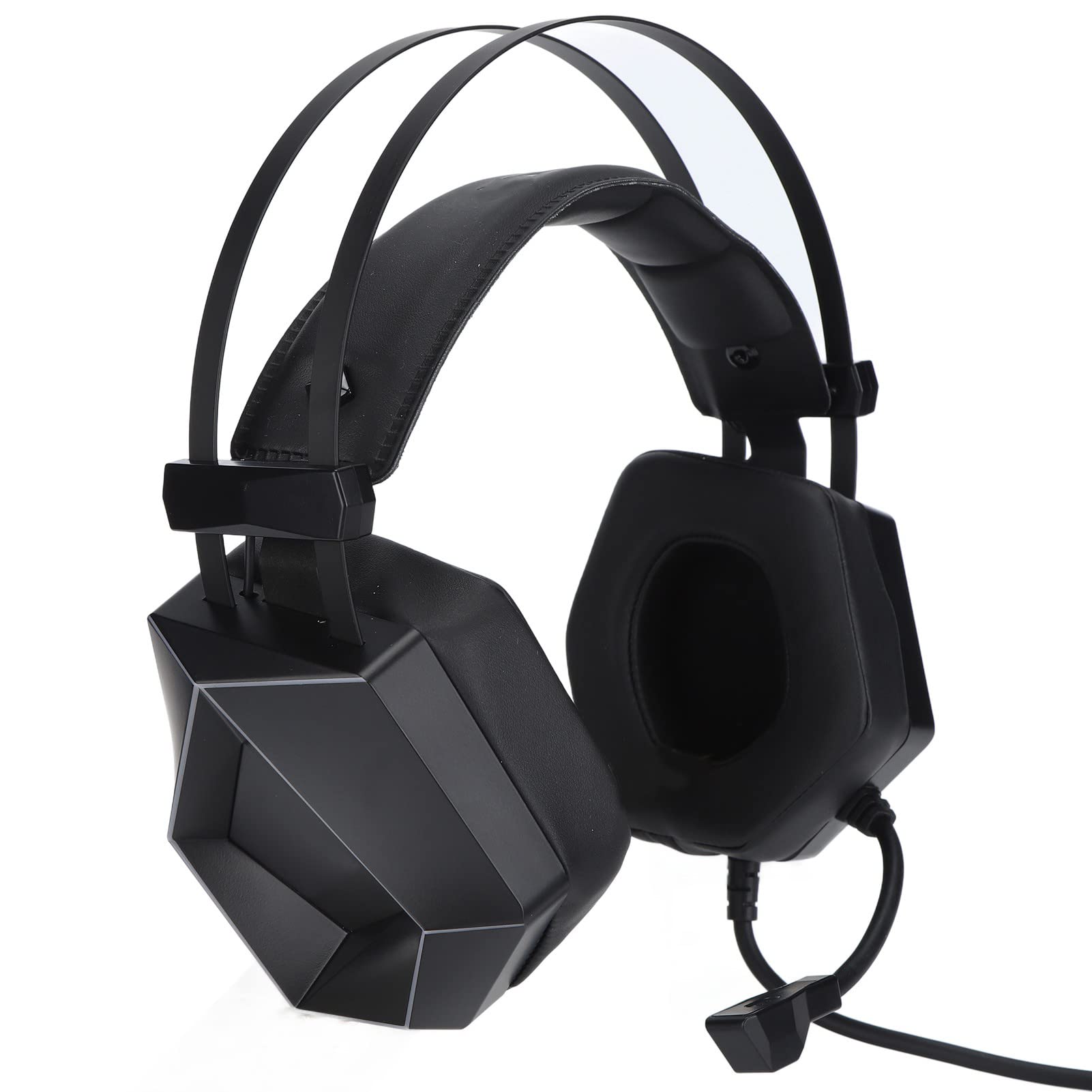 Cyrank Cuffie da Gioco, Ths300 A3 PRO Cuffie per Computer Cablate con Audio Surround 7.1 con Luci RGB per Streaming E Microfono sopra Le Orecchie