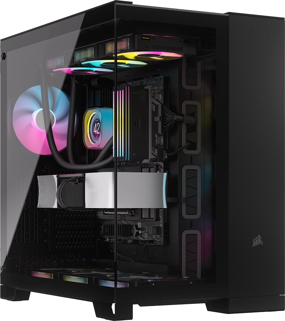 CORSAIR iCUE LINK 6500X RGB Mid-Tower ATX Dual Chamber PC Case – Panoramic Tempered Glass – Reverse Connection Motherboard Compatible – 3x CORSAIR RX120 RGB Fans Included – Black CORSAIR iCUE LINK 6500X RGB Mid-Tower ATX Dual Chamber PC Case – Panoramic Tempered Glass – Reverse Connection Motherboard Compatible – 3x CORSAIR RX120 RGB Fans Included – Black