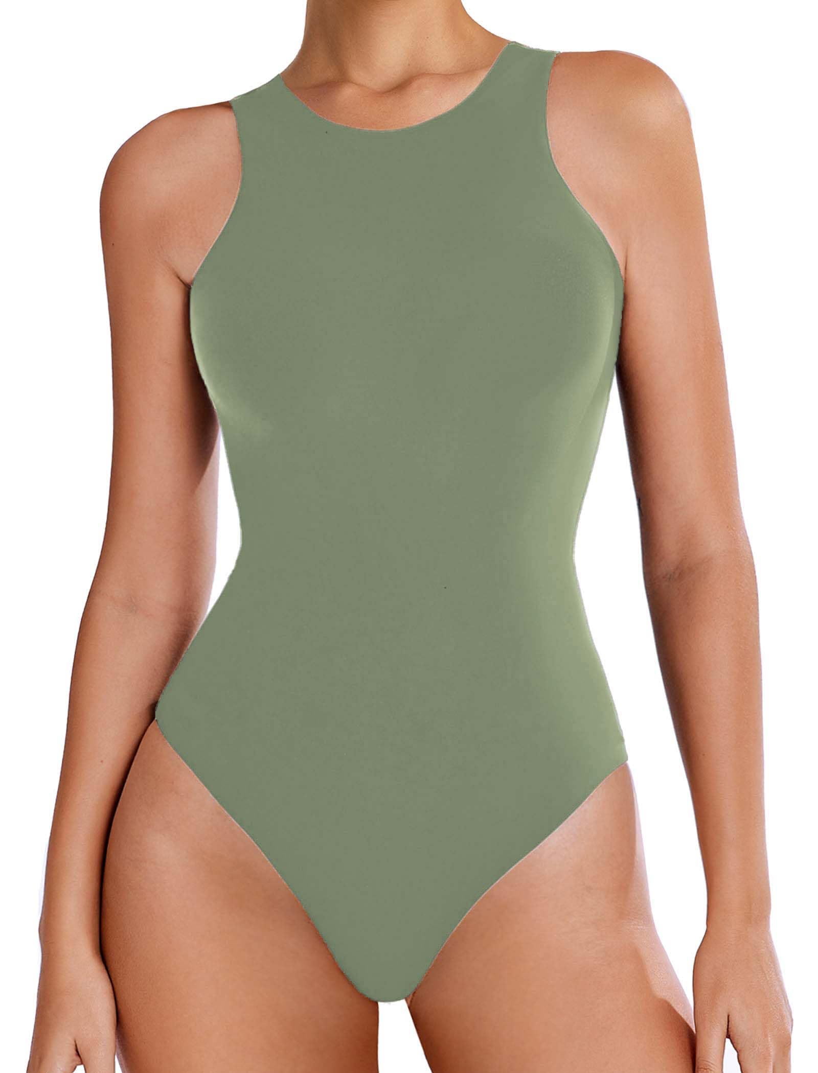 Avidlove Bodysuits for Women Crew Neck Sleeveless Body Suits Snap Closure Double Lined Tank Tops Bodysuit
