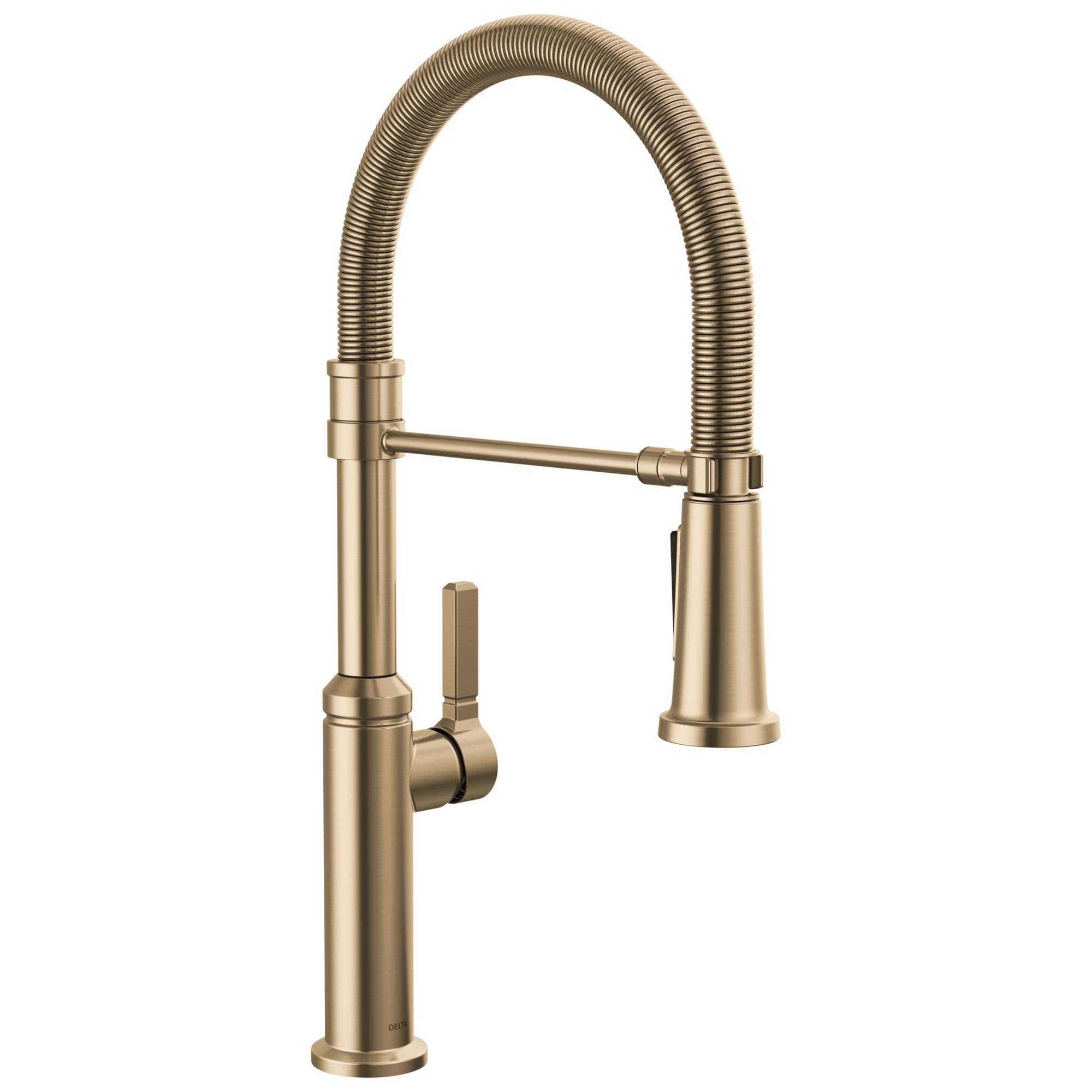 Delta Rhett Pro Style Commercial Kitchen Faucet with Pull Down Sprayer, Single Hole Brushed Gold Kitchen Sink Faucet, Single Handle, Champagne Bronze 18829-CZ-DST