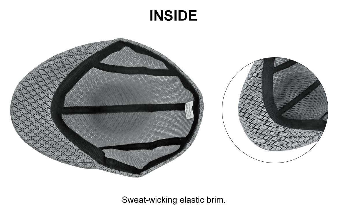 Rayson Czapka z daszkiem oddychająca letnia siateczka czapka golfowa Newsboy -hüte Mesh Flat Enkerbill czapka Casual Cap Hollow Mesh czapka Barette Cap, szary, jeden rozmiar