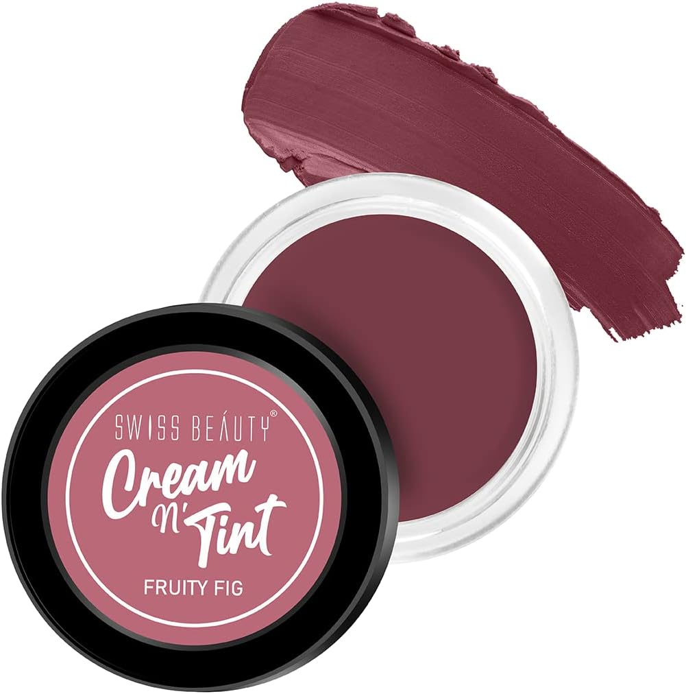 Swiss Beauty 3-in-1 Cream N’Tint for Lips,eyes and cheeks| Long lasting and easily blendable | With Jojoba oil and Glycerine | Shade – Fruity Fig, 8Gm|