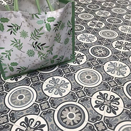Moroccan Tile Effect Cushioned Vinyl Flooring Sheet Blue & Grey Tangier ...
