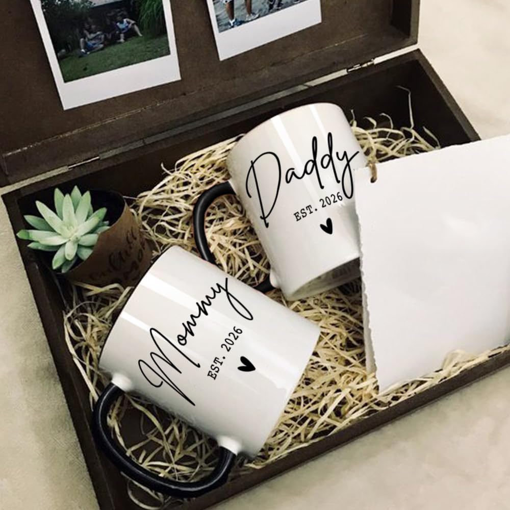First Time 2026 Mom Dad Mug Set Gifts, EST 2026 Daddy Mommy Mugs Gift for New Parents, Pregnancy Baby Announcement Gifts, Parents to be Gift, Mom Dad to Be Mug - Image 5