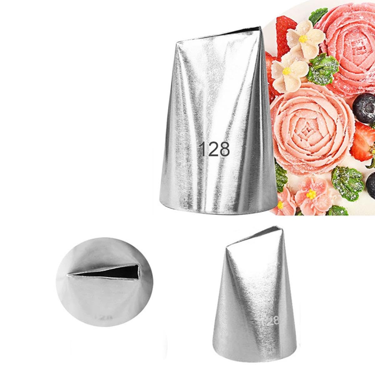 Großes Blütenblatt-Spritztüllen-Set 124K/125K/126K Mit Kuppler – Für Rosen, Rüschen & Elegante Kuchen-Dekoration