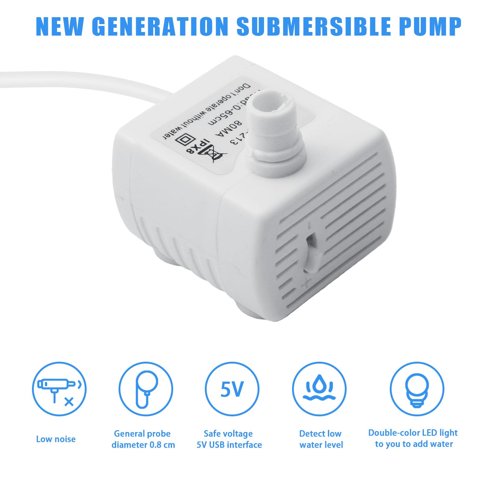 Pompe Fontaine à Eau Chat de Rechange Mini Pompes Filtre Aquarium Super Silencieuse avec Débit D'Eau Réglable Universelle Compatible pour Animaux de Compagnie Aquarium Culture Hydroponique