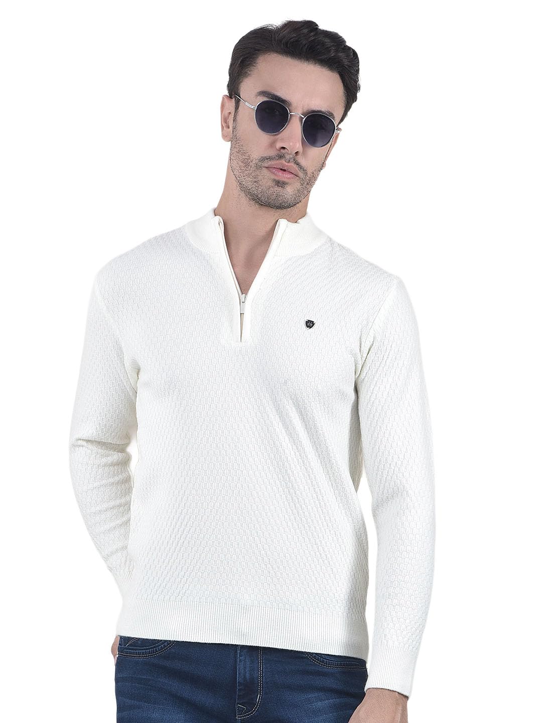 crimsoune club Men's Off White Jacquard Sweater-picture-34