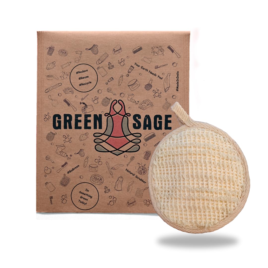 GREEN SAGE Natural Ramie Bath Scrubber Luffa Loofah | Off White | Pack of 2-image-13