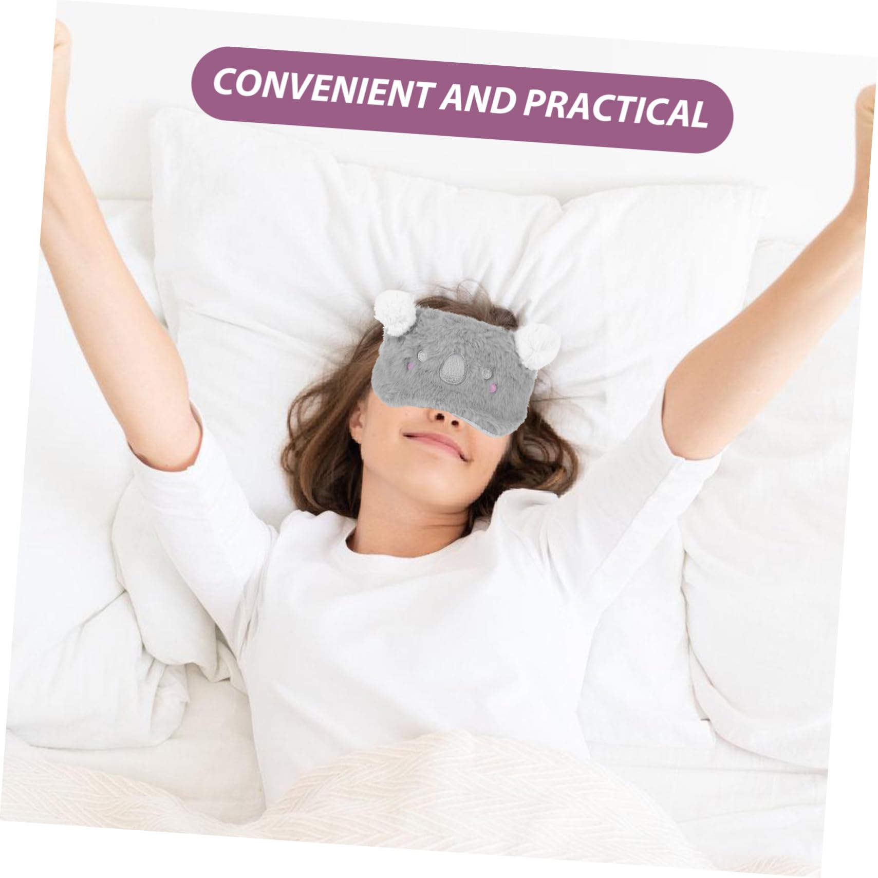 Masque de Sommeil Koala en Peluche Courte, Mignon et Cartoon | Portable et Confortable, Usage Bureau ou Voyage, Forme Compacte pour Adulte Petit