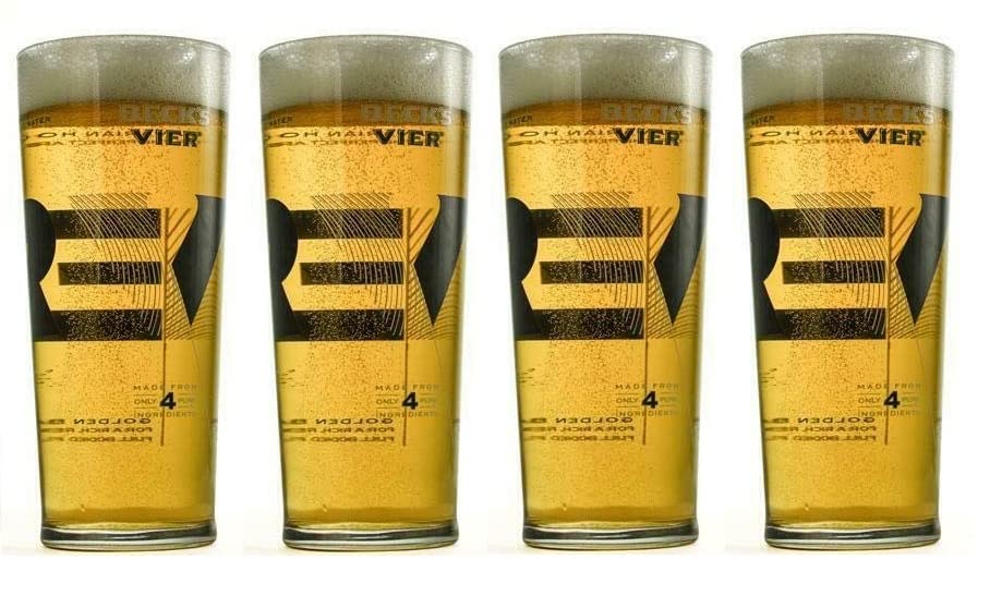 Beck's Vier Pint Glasses CE 20oz / 568ml - Pack of 4 | Branded Glasses