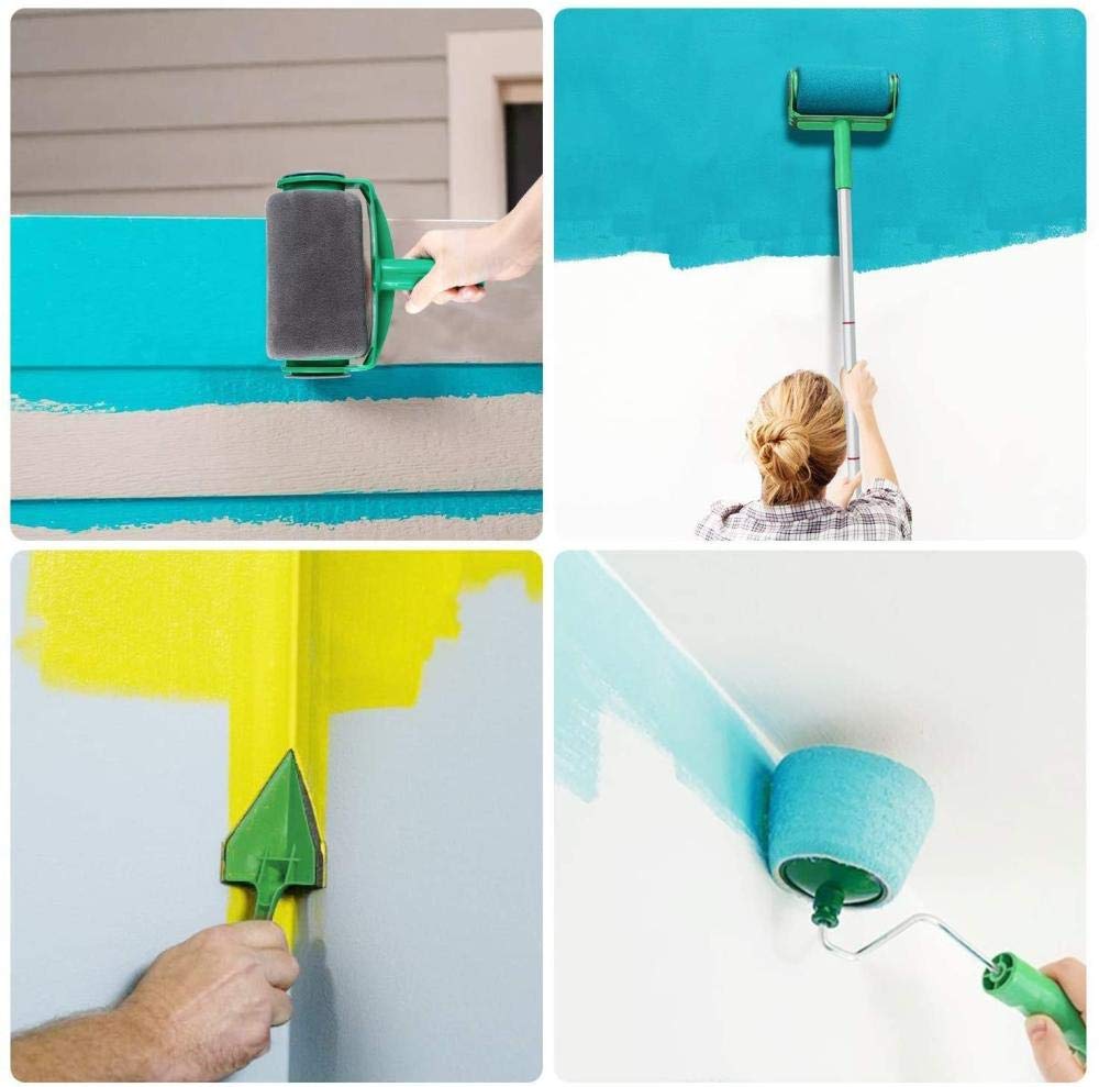 Paint Runner Pro - Kit de pinceles con sistema antigoteo, tecnología antisalpicaduras, cortador de esquinas, vertedor de pintura y fácil flujo para pintura azul Uptodate