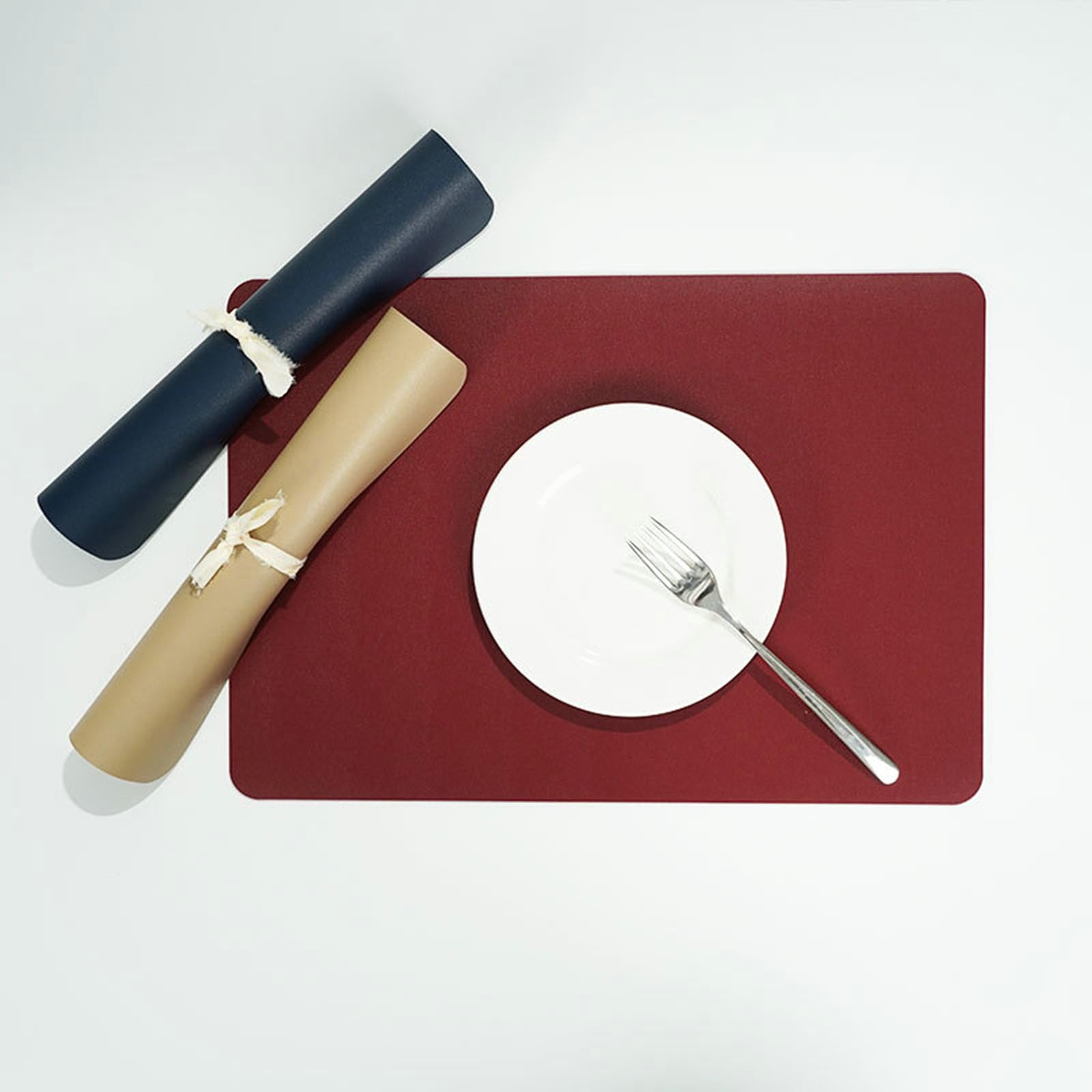 Platzdeckchen Rechteckig Platzdeckchen 6Er Platzset Abwaschbar Glatt Wein Rot Platzmatten 30x43CM
