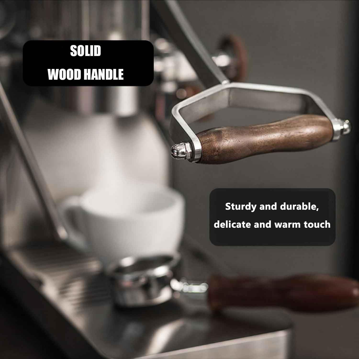 Macchina per caffè espresso manuale con controllo della temperatura PID, macchina da caffè portatile con manico in legno per uso domestico ed esterno