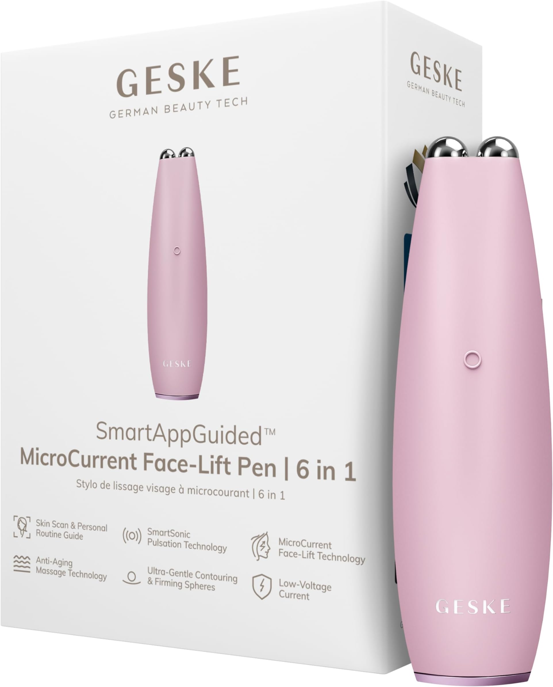 SmartAppGuided MicroCurrent Face-Lift Pen, 6 in 1, Skincare Tool with Microcurrent, Anti-Ageing Device, Face Tightening, Young Skin Without Wrinkles, Device for Face