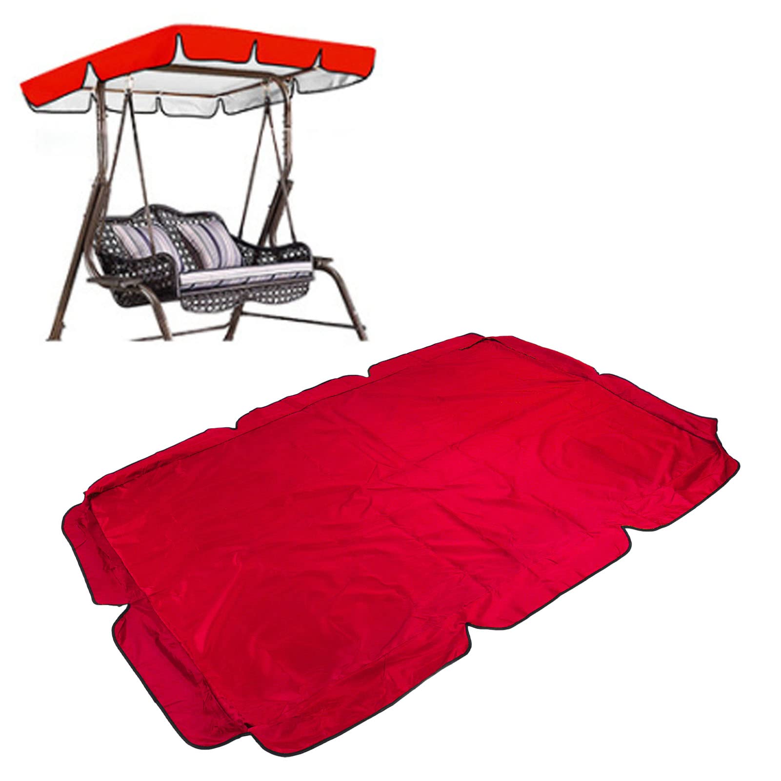 Swing Canopy Replacement 65 x 45 Inch 600D Waterproof Swing Top Cover Garden Swing Seat Canopy Sun Shade Awning Cover for Outdoor Patio Yard Park Porch (Cover Only)(Red)