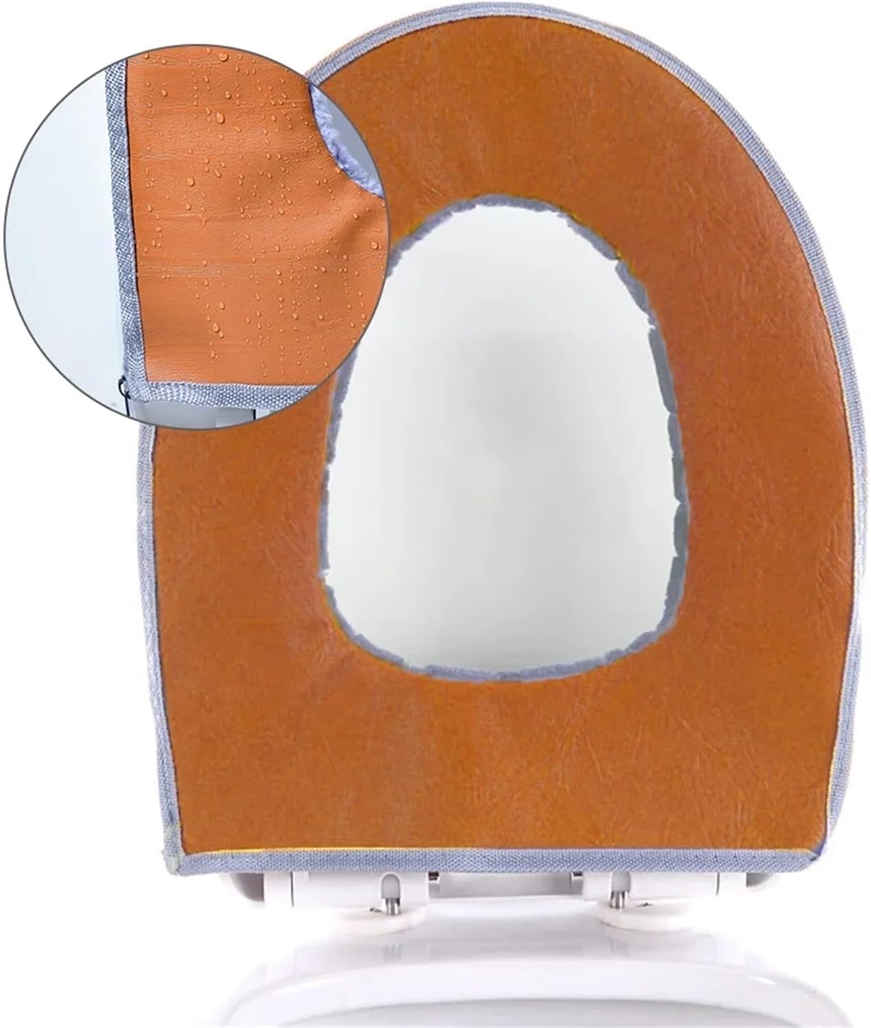 2pcs Bathroom Toilet Seat Cover Soft Winter Warm Plush Cushion O-Shaped Washable Lid Household Supplies 37cm×44cm(Brown)