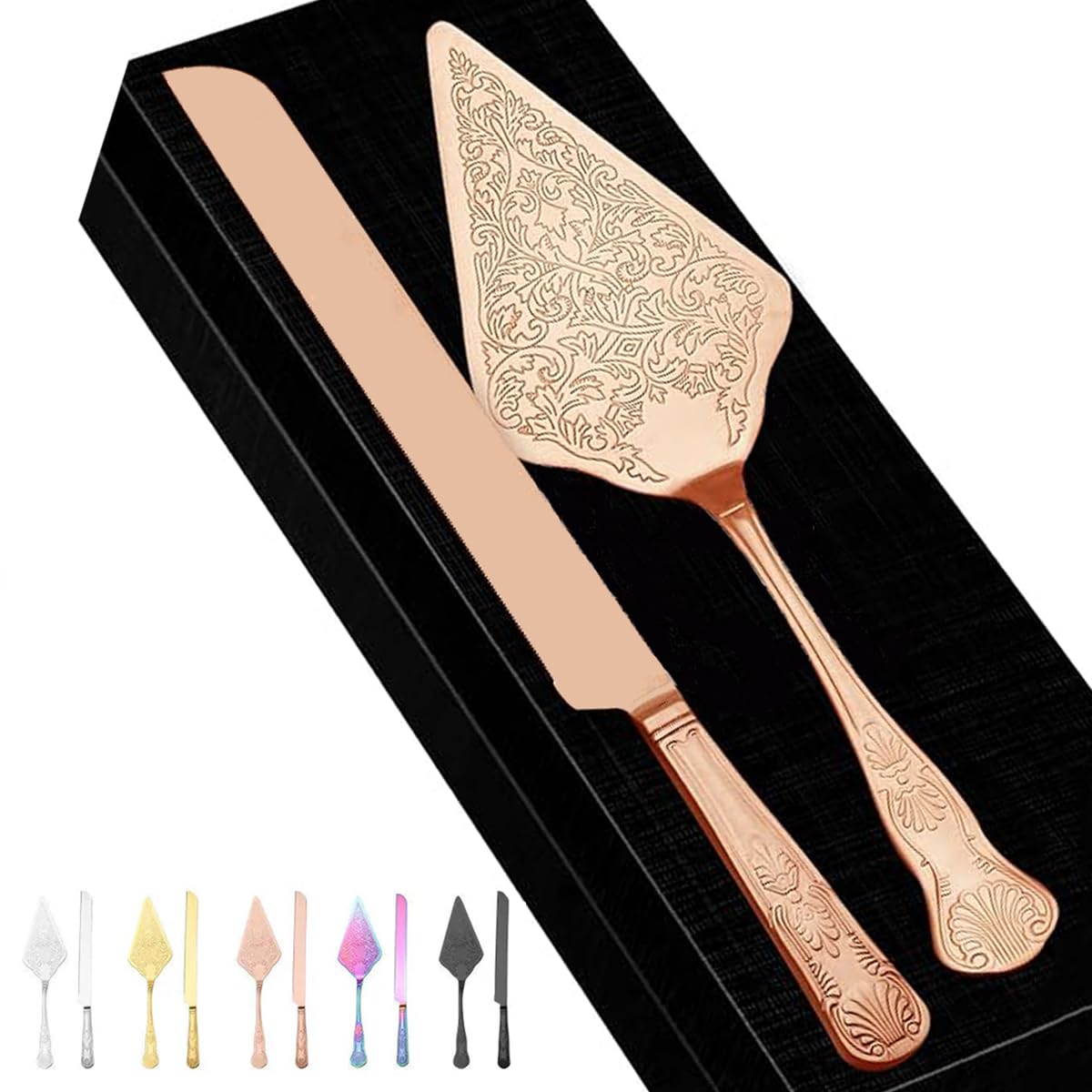 Juego de corte de tartas para bodas, fiestas de cumpleaños, cuchillo de pastel de acero inoxidable de alta calidad, servidor, cortador de pastelería, elegante soporte para tartas para