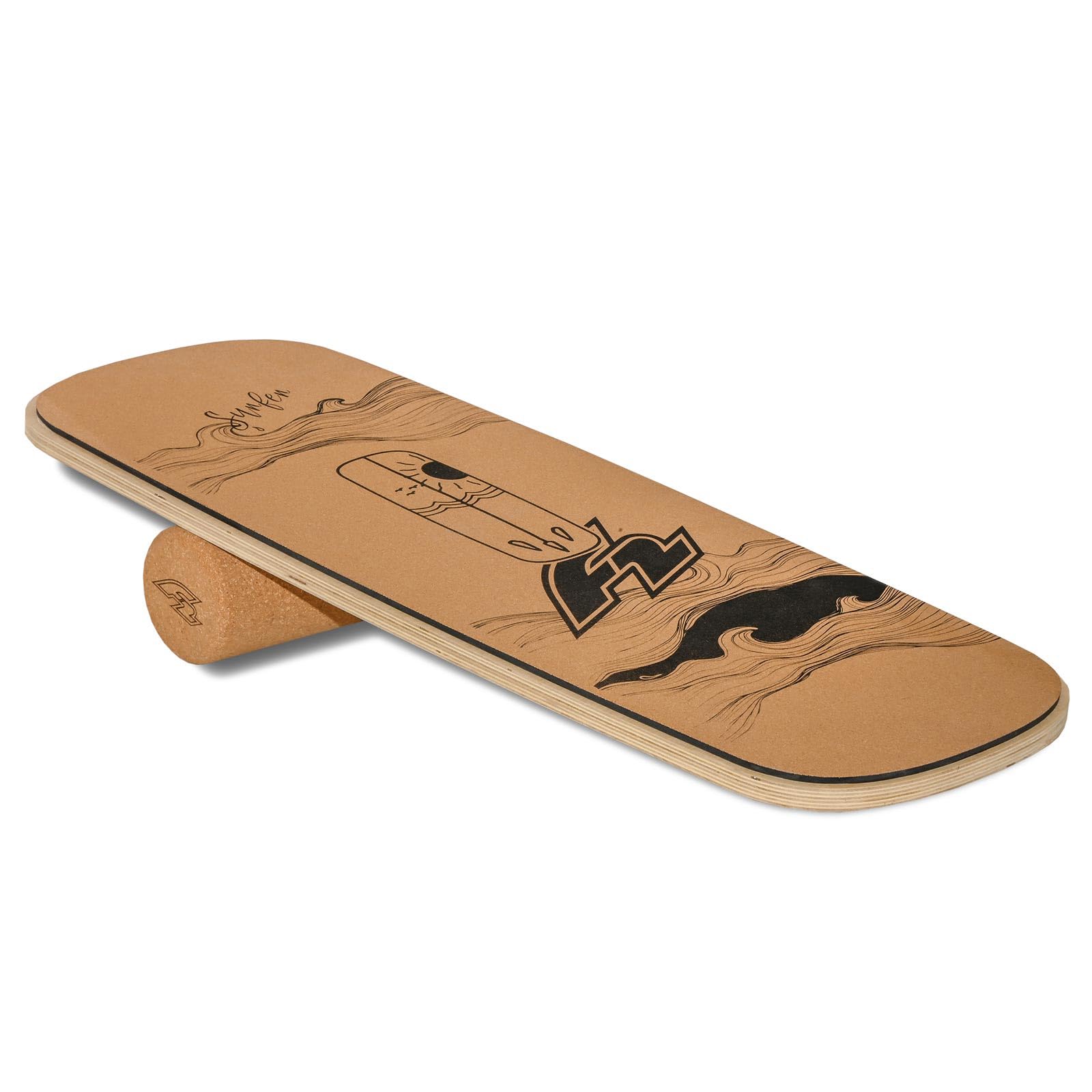 F2 Set Kork Balance Board Flat Shape + Korkrolle Modell wählbar aus Kork für Einsteiger und Profis - Balancetraining, Fitness, Gleichgewicht & Koordination