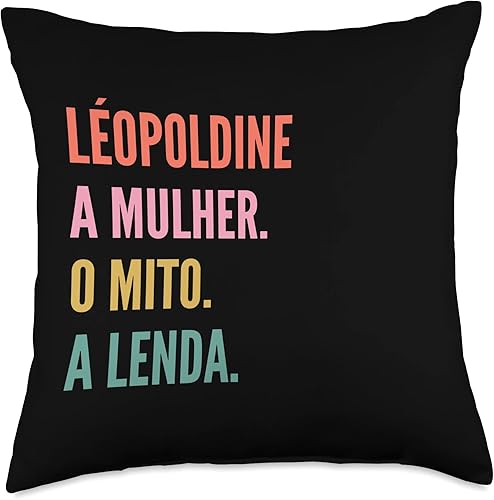 Designs De Nomes Engraçados Para Mulher Funny Portuguese First Name Design-Léopoldine Throw Pillow 18x18 Multicolor
