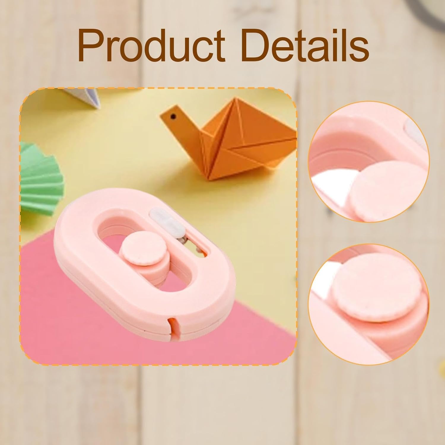 Generic Box Cutter Utility Knife Rotary Mechanism Ceramic Blade Letter Opener Non Slip Handle Compact Design Suitable for Office Home DIY, Pink