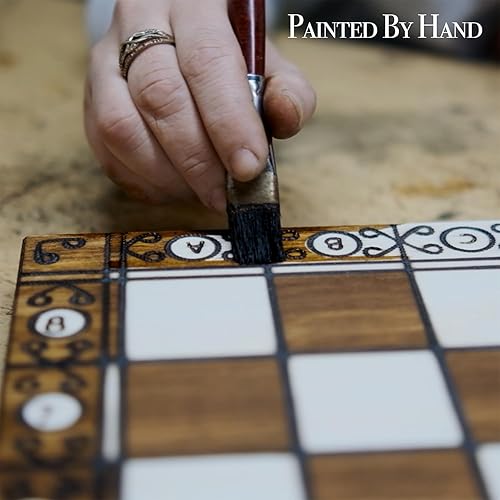 Miniatura 9 de Wegiel Legate - Juego de ajedrez de madera de lujo para adultos y niños, hecho a mano de madera de haya y abedul de primera calidad, diseño plegable