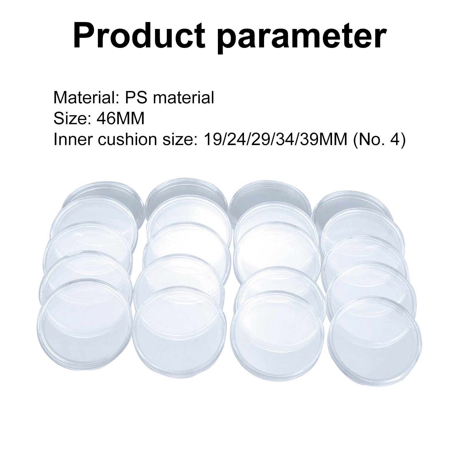 tinysiry Cápsulas Transparentes para Monedas, portamonedas Redondas de plástico de 46 mm con Caja de Monedas con Junta Ajustable para Suministros de colección de Monedas, colección de Monedas 200