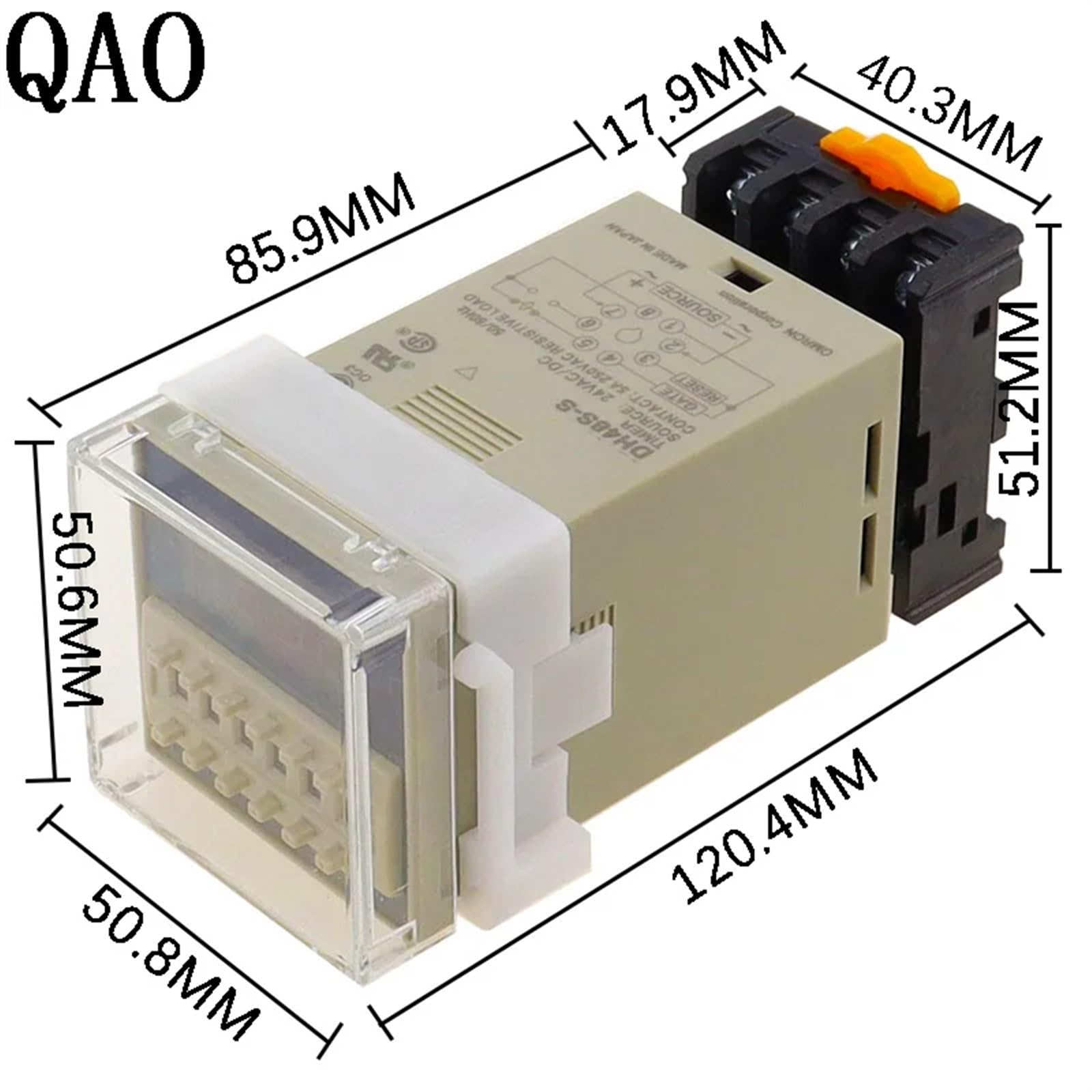 AC/DC 24v-240v DH48S-S Display digitale programmabile Controllo ciclo relè temporizzato Presa relè doppio ritardo con tensione di base (Size : DCAC36V)