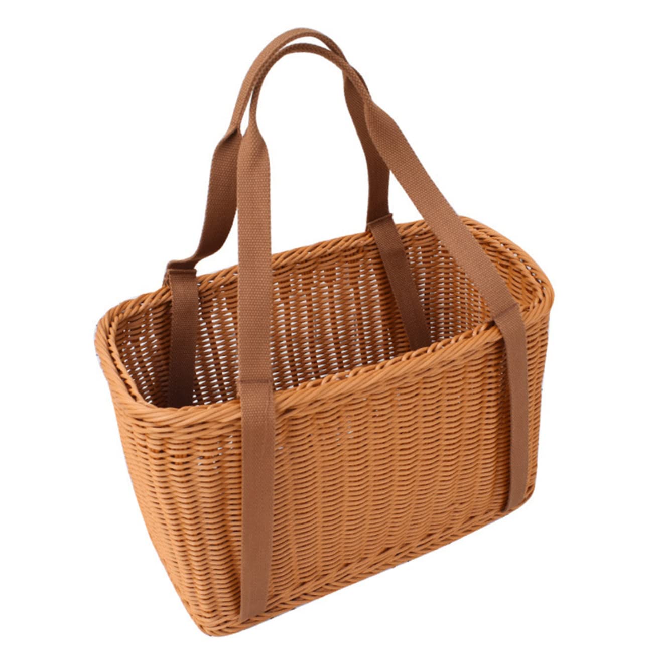 Cesto Intrecciato Marrone in Pp Robusto e Pratico, Portaoggetti da Cucina e Frutta, Contenitore Portatile per Banchetto e Picnic