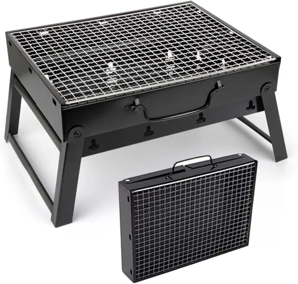 Mini Churrasqueira Portátil Prática Com Pernas Dobráveis