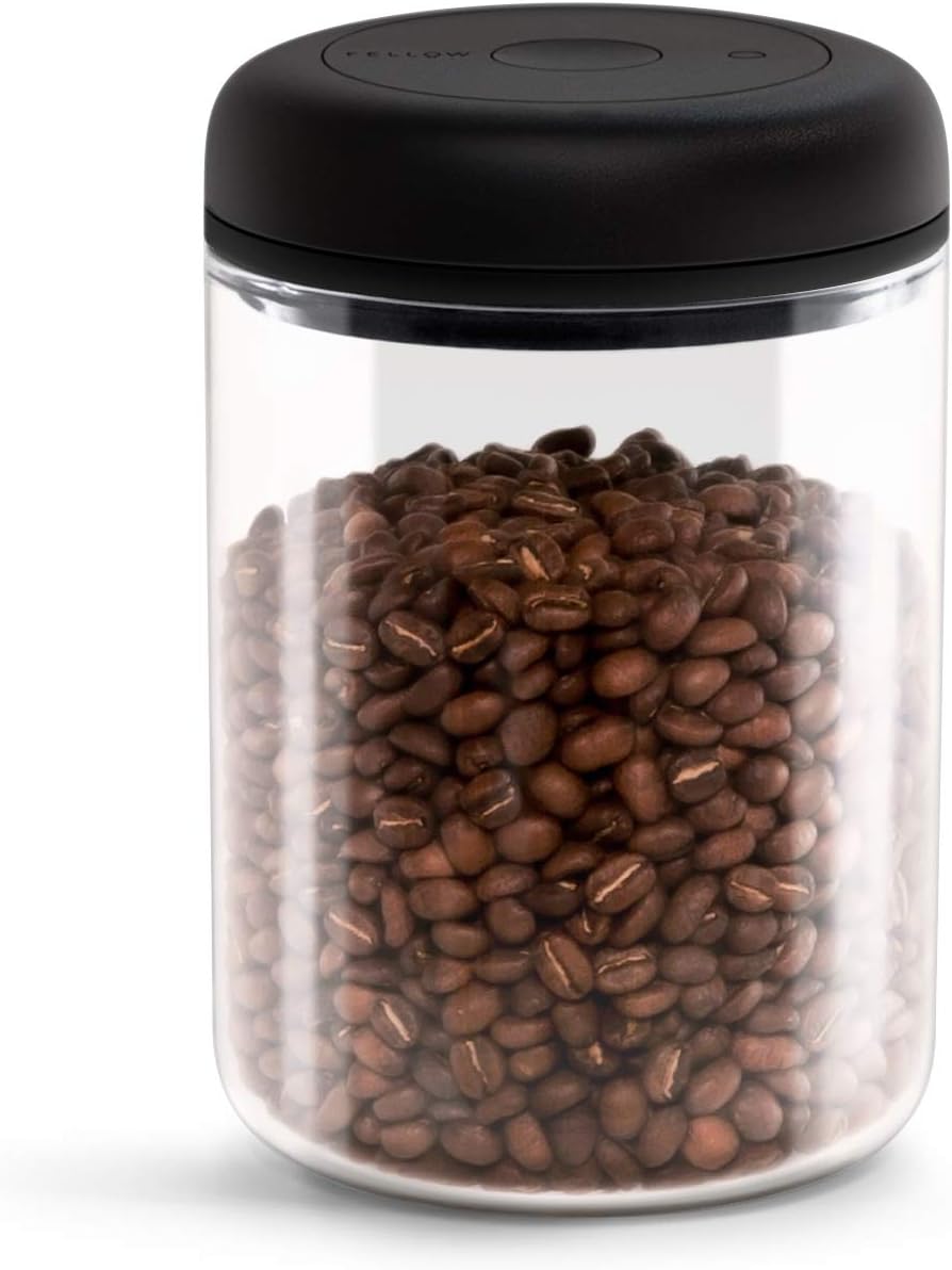 Atmos Vacuum Canister for Coffee & Food Storage - Airtight Sealed Container, Clear Glass, Large Coffee Bean Storage, 1.2 Litre Jar